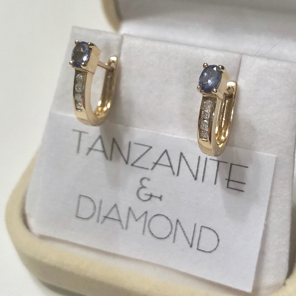 Tanzanite and Diamond Earrings, 14k gold